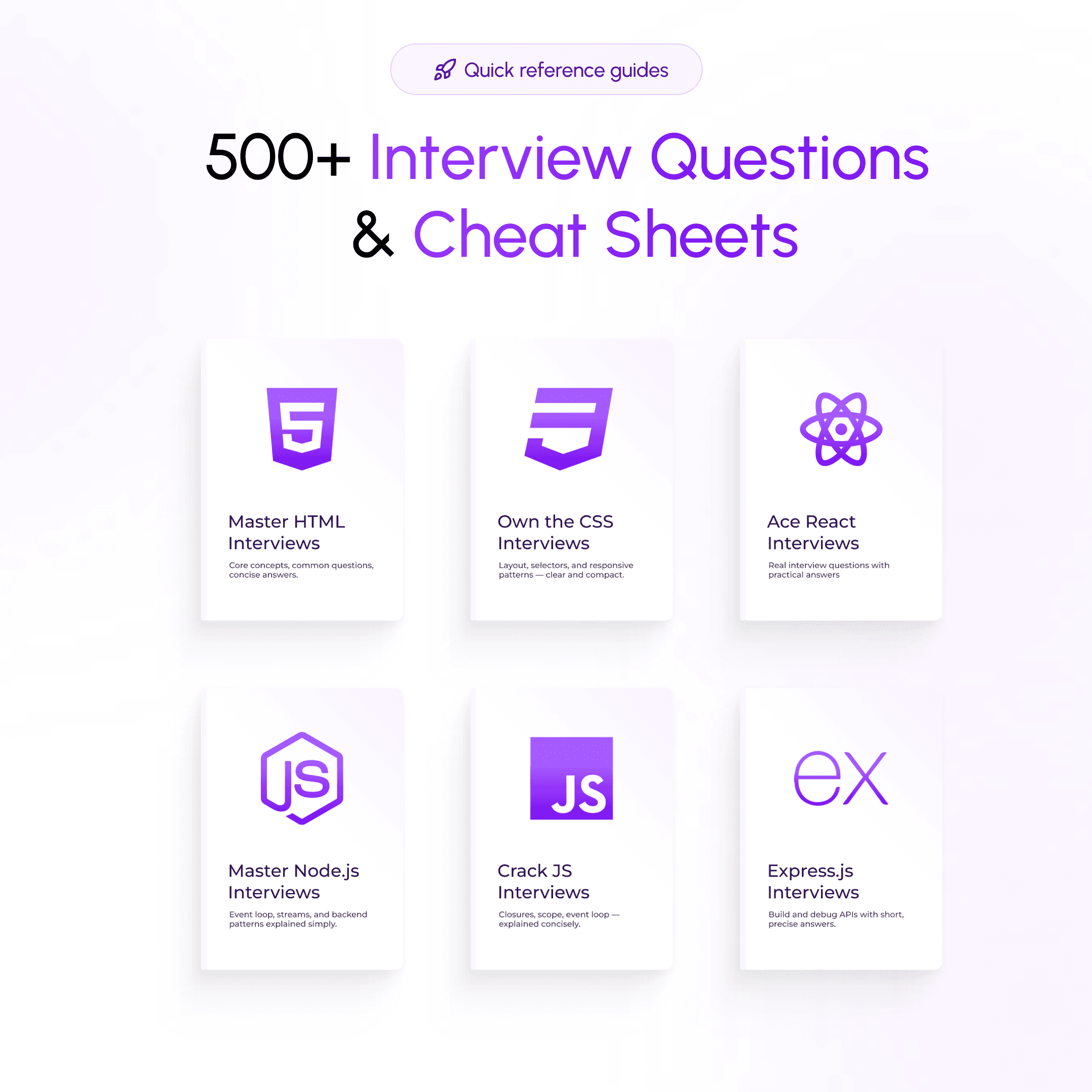 500+ Interview Questions & Cheat Sheets