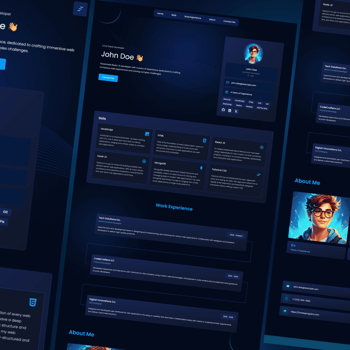 Personal Portfolio Website Design Template Using React JS and Tailwind CSS