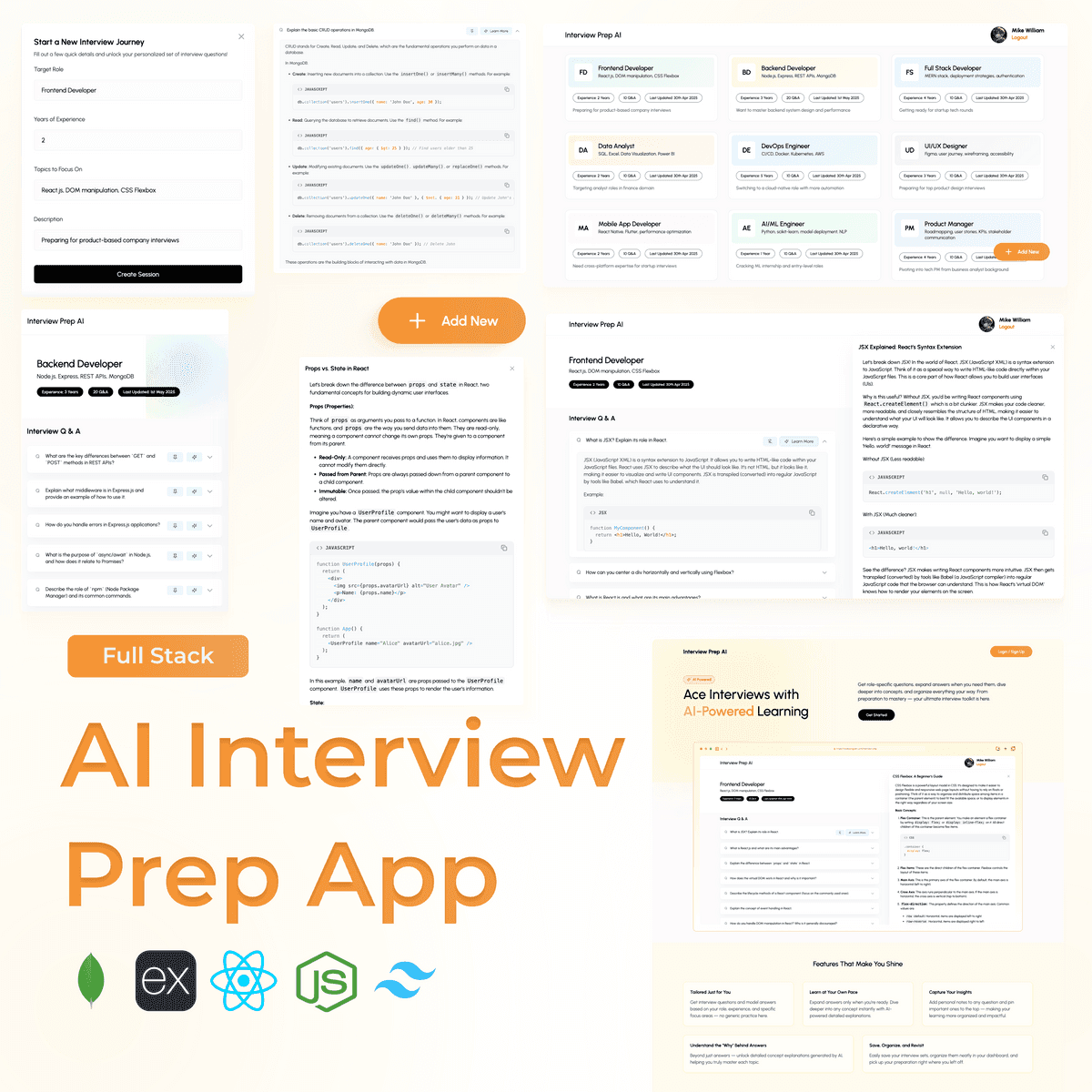 Full Stack AI-Powered Interview Prep App using MERN