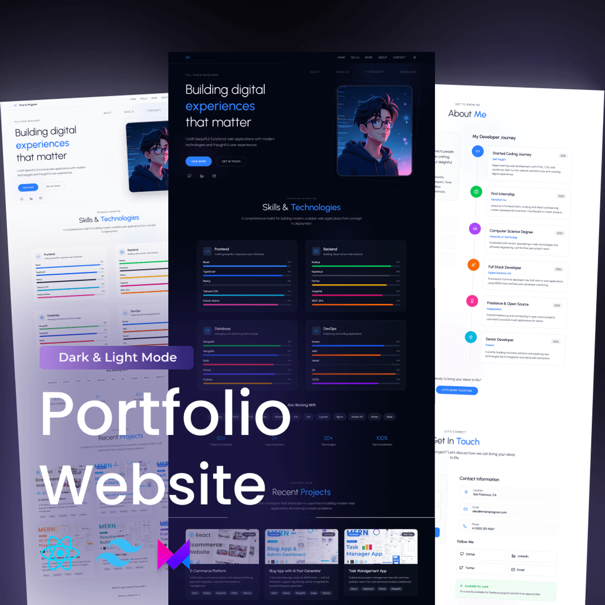 Developer Portfolio Website built with React JS, Tailwind CSS & Framer Motion