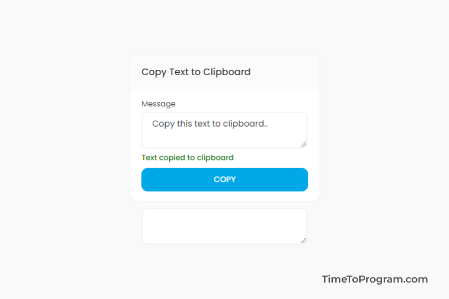 copy text to the clipboard reactjs output