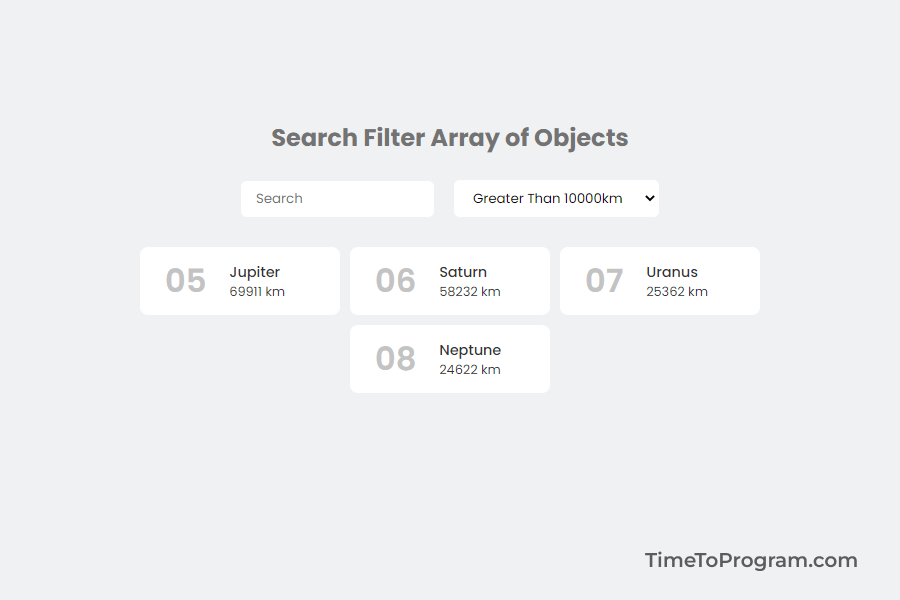 filter array of objects react js