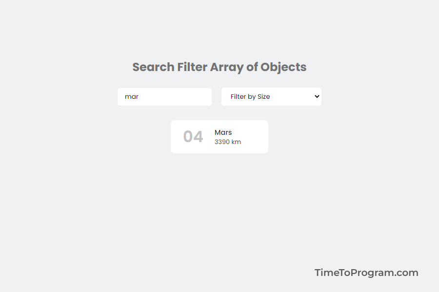 search array of objects react js