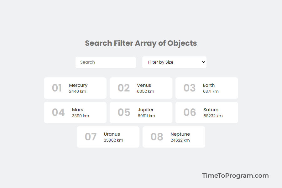 search filter array of objects in react