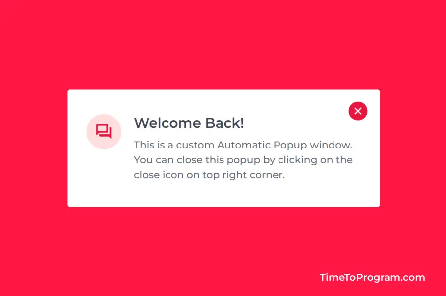 how to create automatic popup window in html css javascript