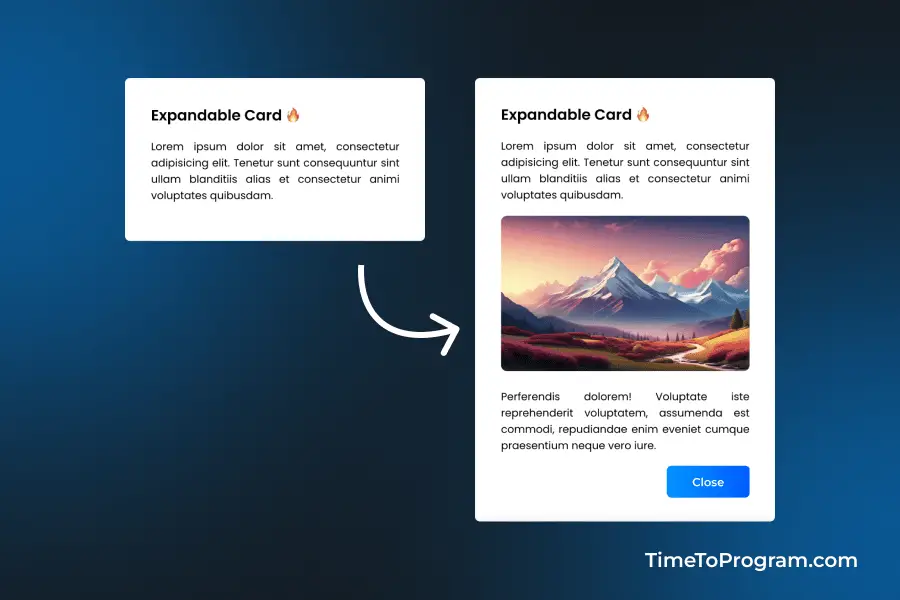 create animated expandable card in react js framer motion